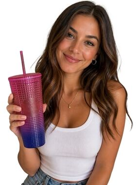 Starbucks Studded Ombre Tumbler 24oz Pink Purple Reusable Cold Cup NWT